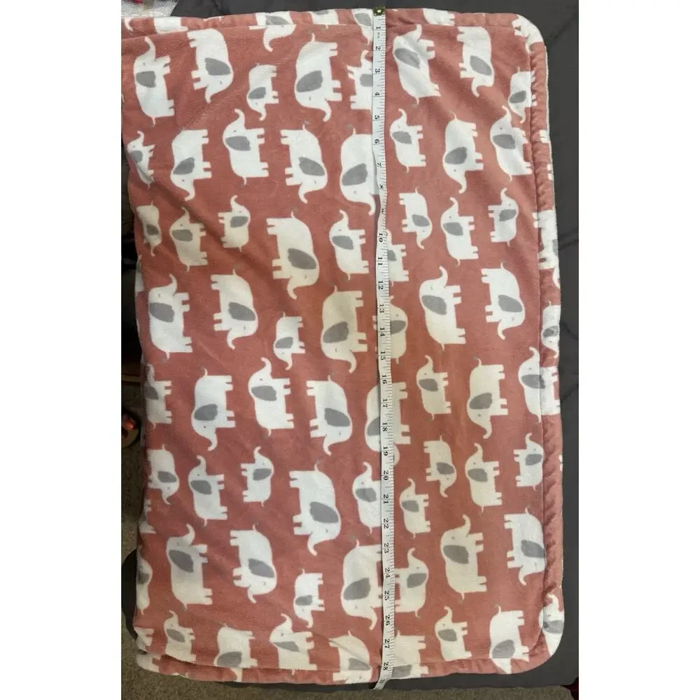 Carter’s Baby Blanket Mauve Dusty Pink White Elephants Lovey Sz 20x29 Retired